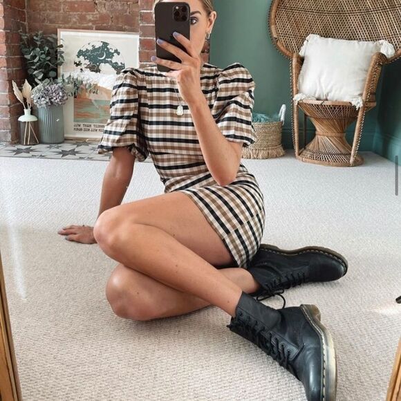 Checked Dress Puff Sleeves H&M - Picture 4 of 8